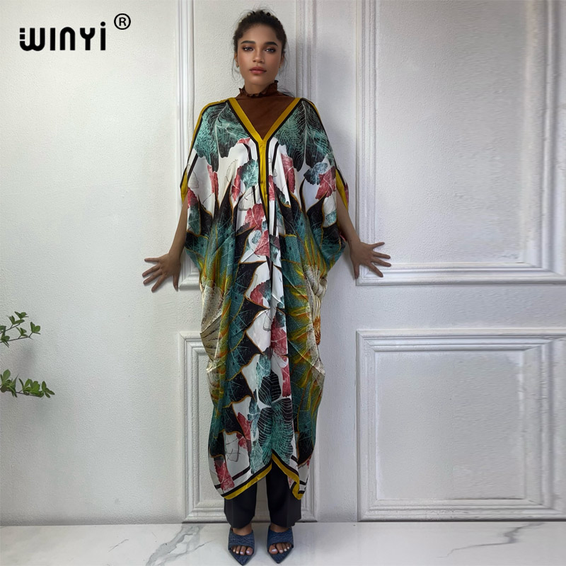 WINYI 아프리카 V넥 원피스 프린트 비치 웨어, 여 - Robe Silk Women 리뷰 및 가격