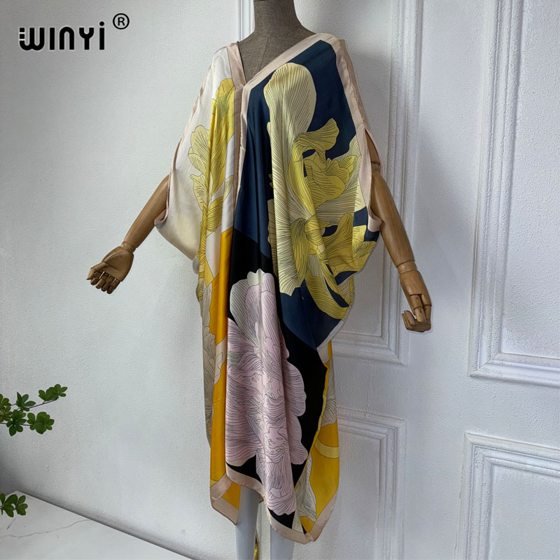 WINYI 아프리카 V넥 원피스 프린트 비치 웨어, 여 - Robe Silk Women 리뷰 및 가격