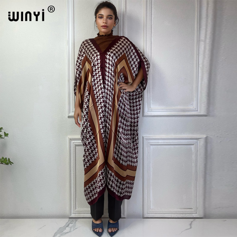 WINYI 아프리카 V넥 원피스 프린트 비치 웨어, 여 - Robe Silk Women 리뷰 및 가격